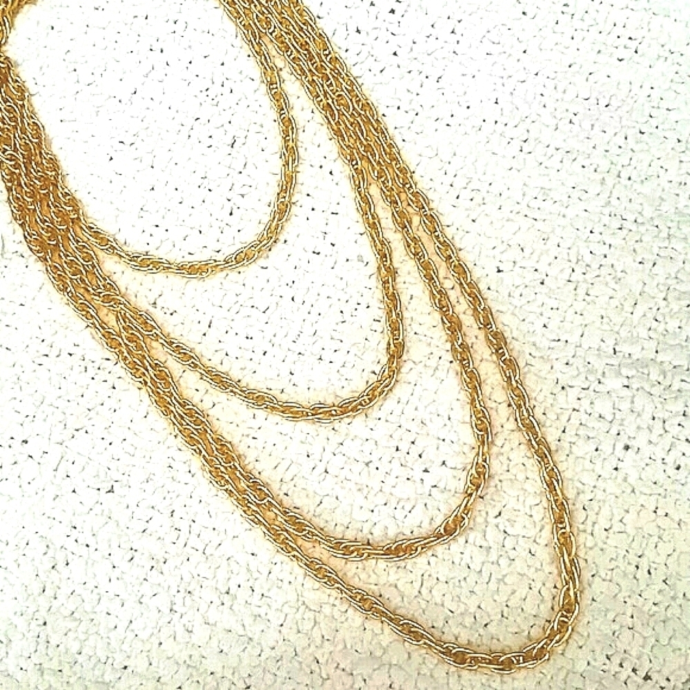 Necklace Multiple gold Plated chain toggle clasp New 4 Strand  16"- 30"